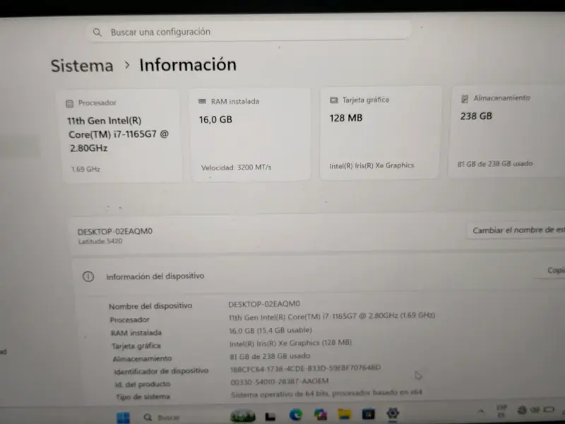 Laptop Dell Latitude 11Th GEN 16GB RAM - 3