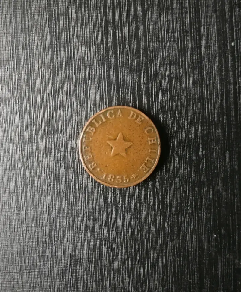Moneda chilena de colección año 1835, cobre - 1