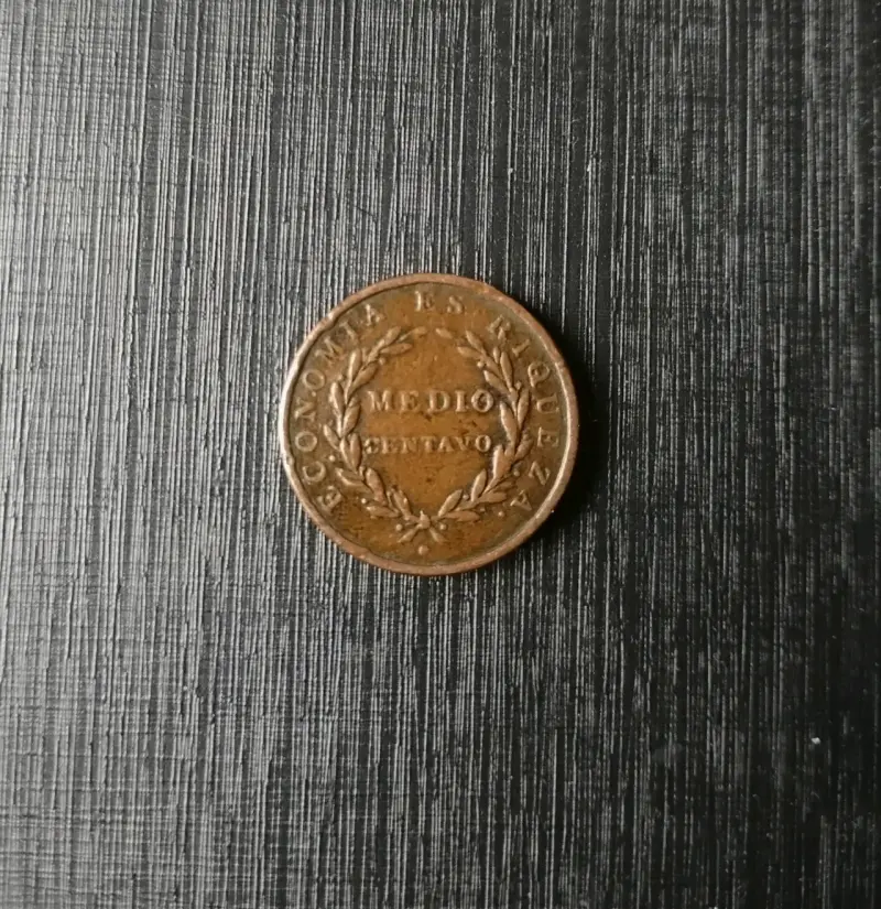 Moneda chilena de colección año 1835, cobre - 2