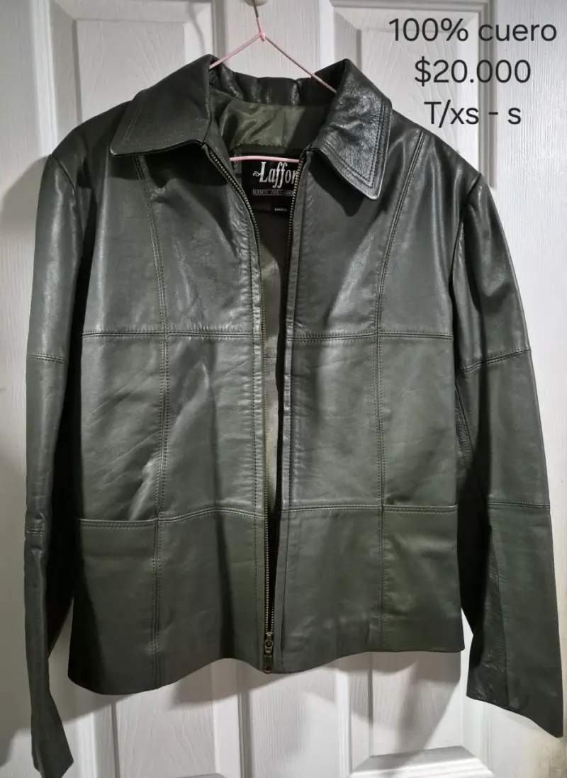 Chaqueta de cuero verde para mujer - 2