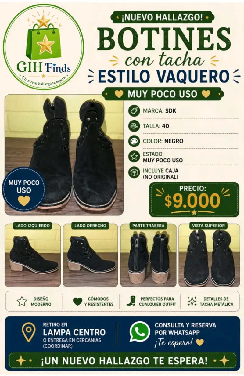 Botines estilo vaquero con tacha metálica