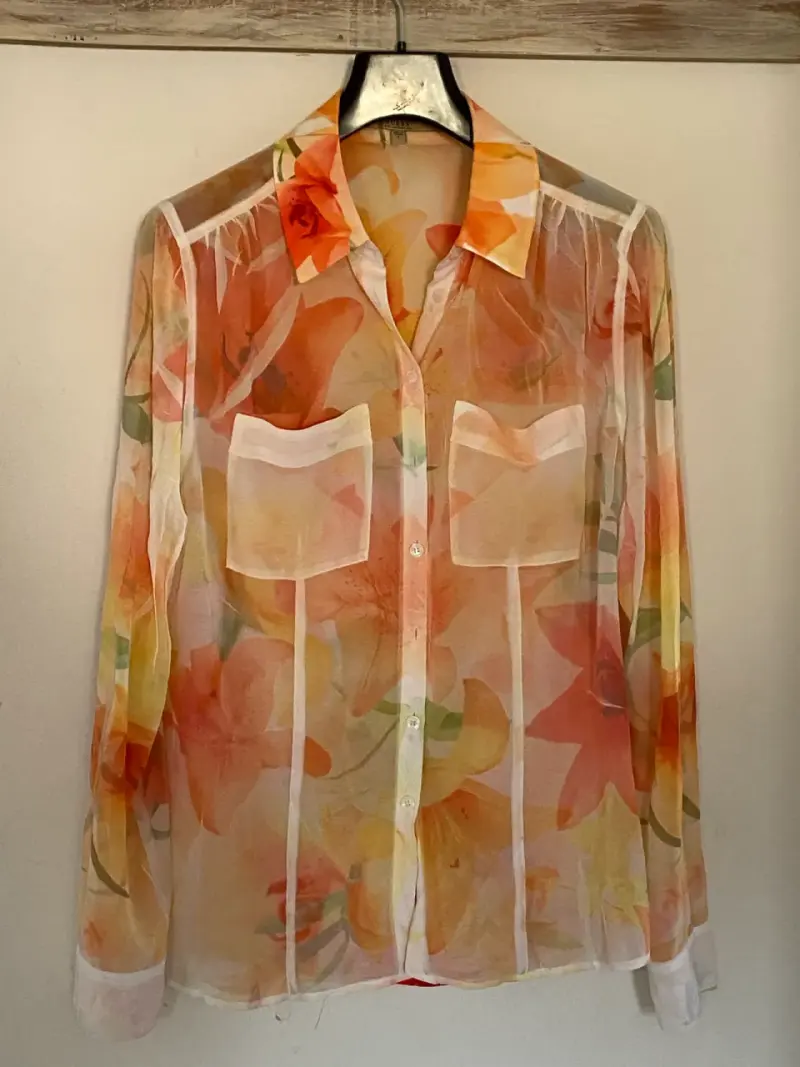 Blusa Transparente Floral Guess Talla S - 1