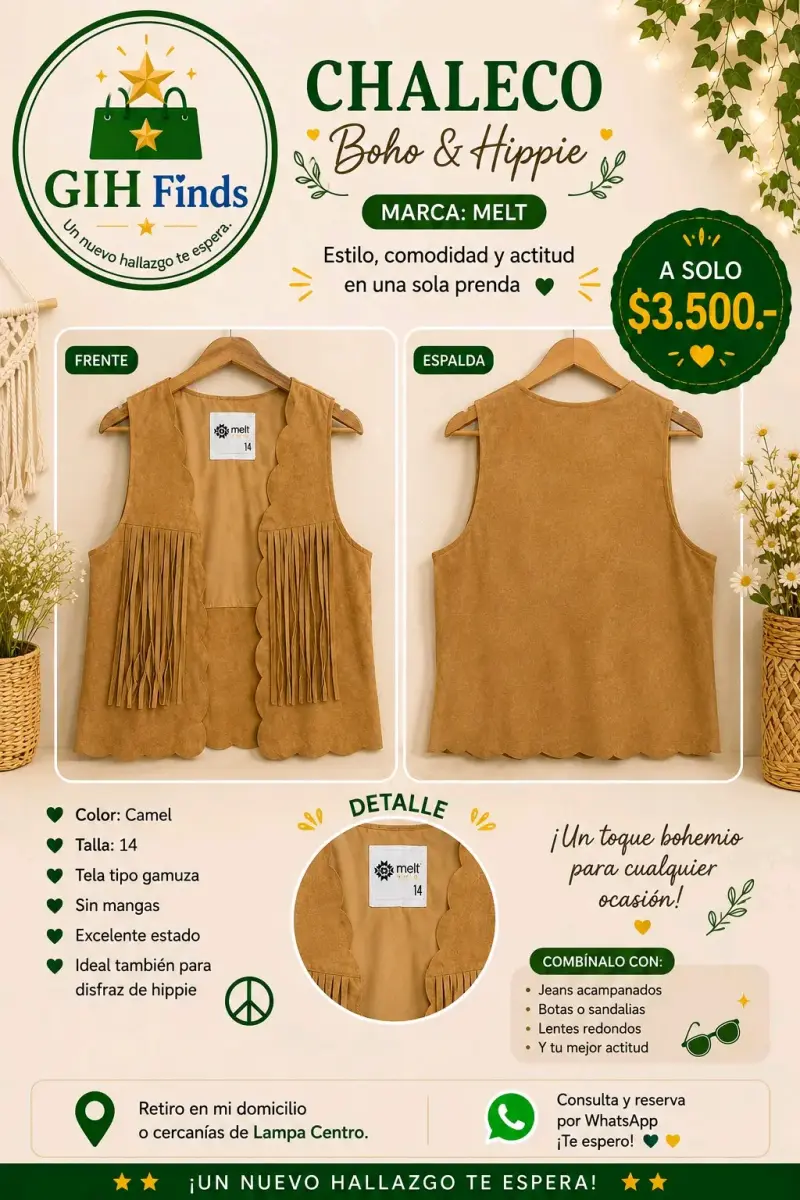 Chaleco Boho & Hippie Melt Camel