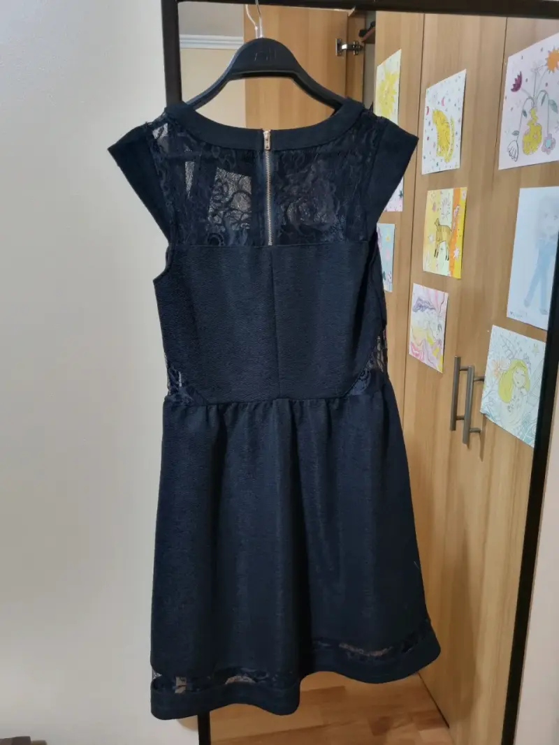 Vestido negro con encaje para mujer - 3