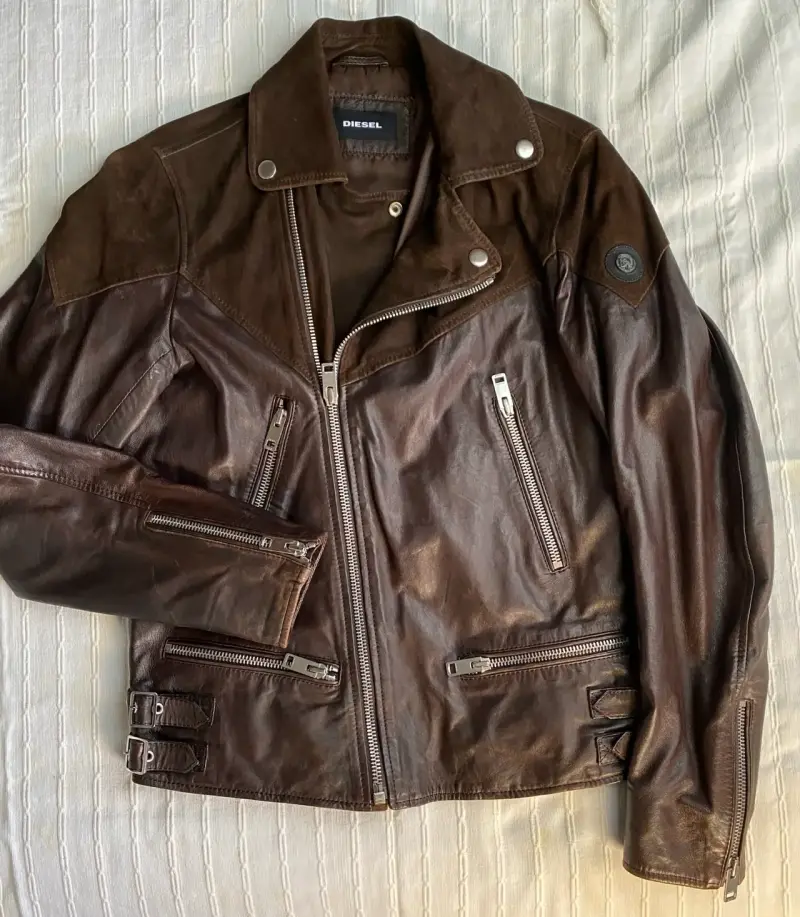 Chaqueta de cuero marrón Diesel para hombre - 1