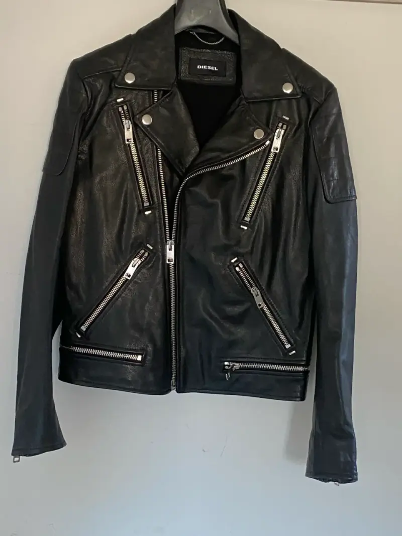 Chaqueta de cuero negra Diesel con cierre metálico - 1