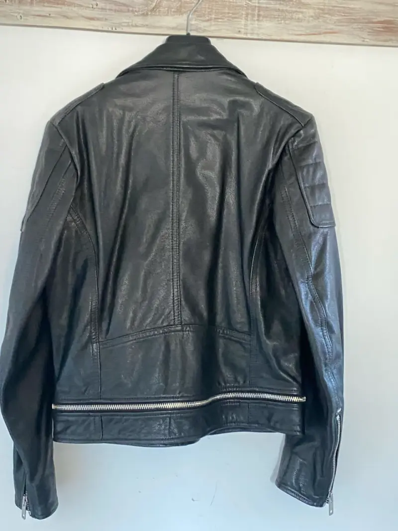 Chaqueta de cuero negra Diesel con cierre metálico - 2