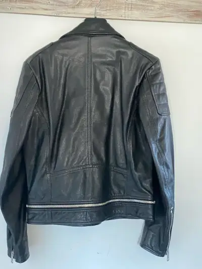 Chaqueta de cuero negra Diesel con cierre metálico - miniatura 2