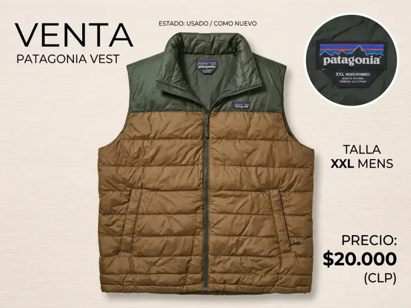 Chaleco Patagonia Verde y Marrón Talla XXL