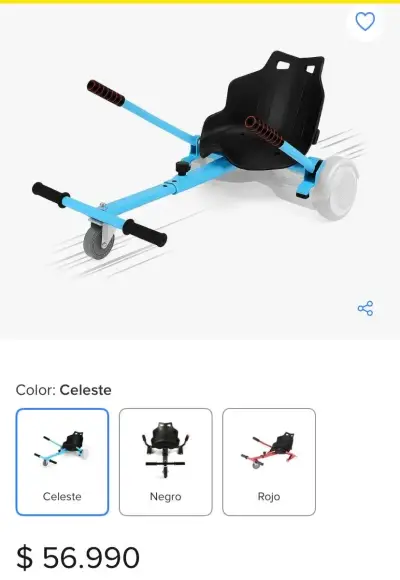 Hoverboard eléctrico con asiento kart celeste - miniatura 1