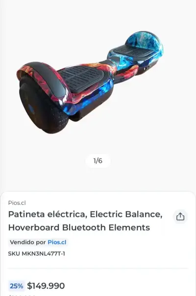 Hoverboard eléctrico con asiento kart celeste - miniatura 2