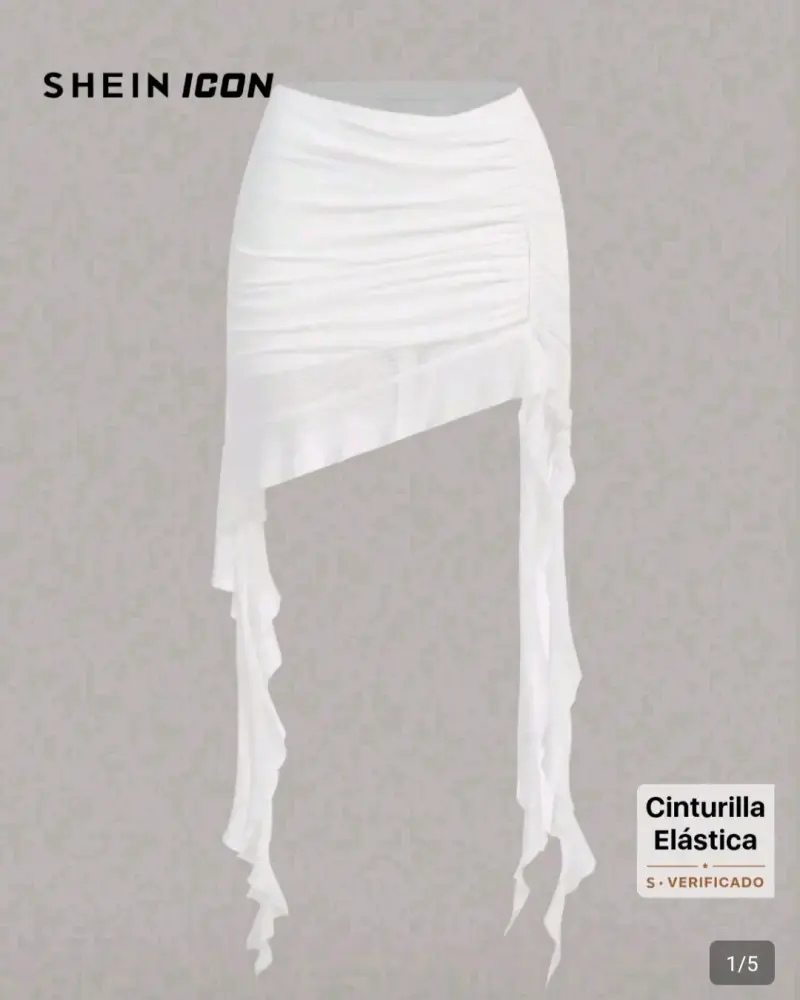 Falda corta blanca con diseño asimétrico - 3