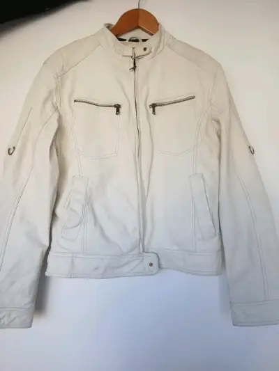 Chaqueta de cuero blanca hombre - miniatura 1