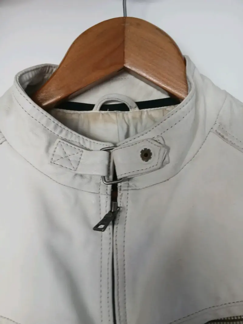 Chaqueta de cuero blanca hombre - 5