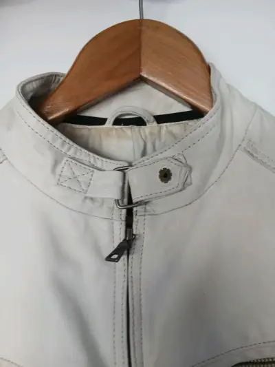 Chaqueta de cuero blanca hombre - miniatura 5