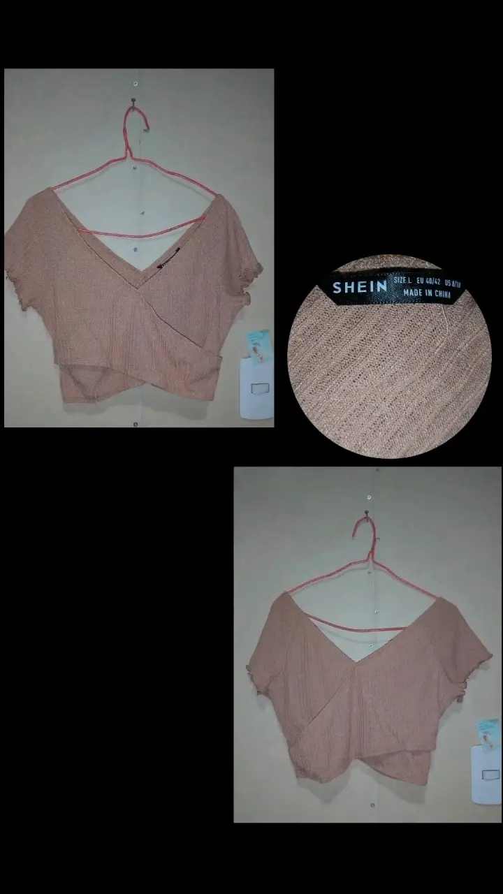 Blusa cruzada Shein color beige talla L