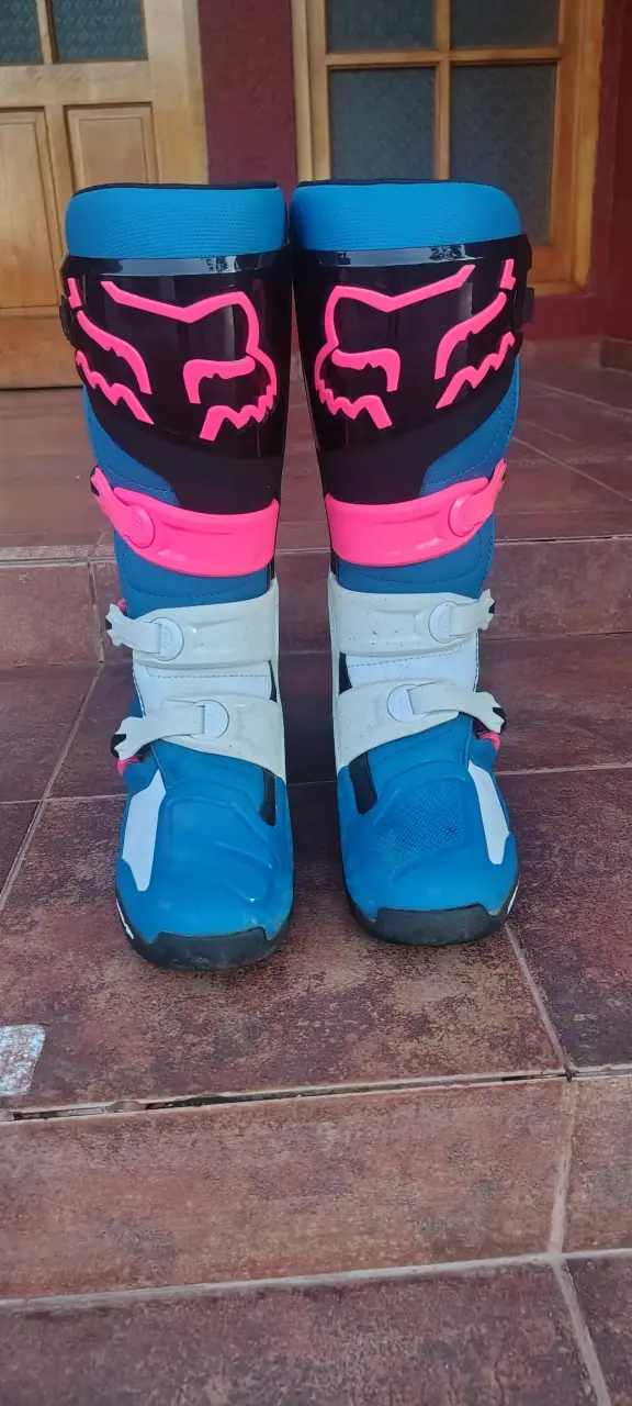 Botas de motocross Fox azules y rosas - 1