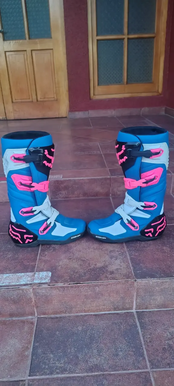 Botas de motocross Fox azules y rosas - 2