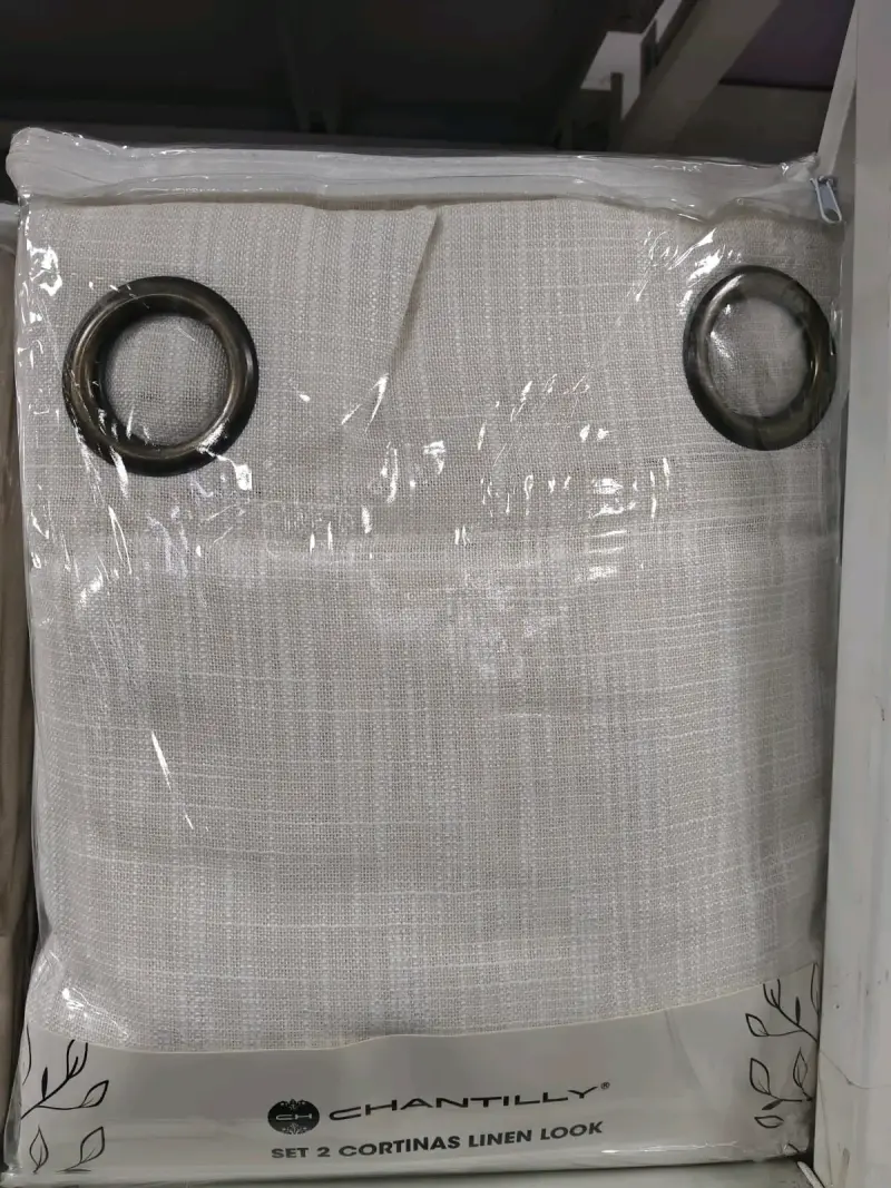 Set de 2 cortinas Chantilly look lino azul - 4
