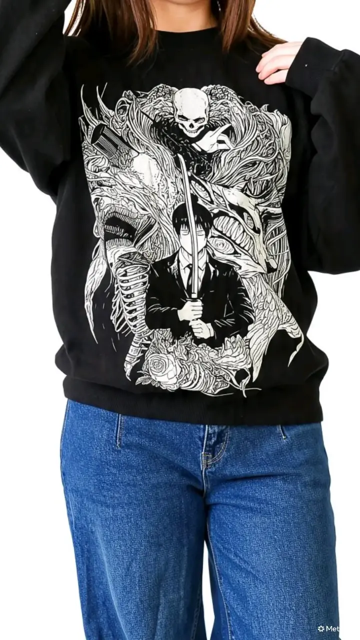 Polerón negro con diseño Chainsawman