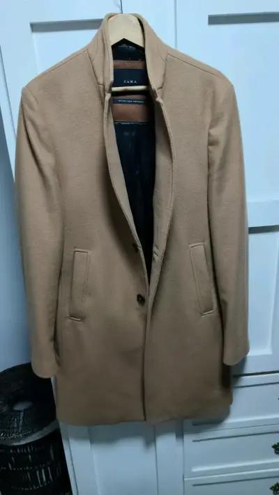Abrigo de lana camel Zara para hombre - miniatura 1