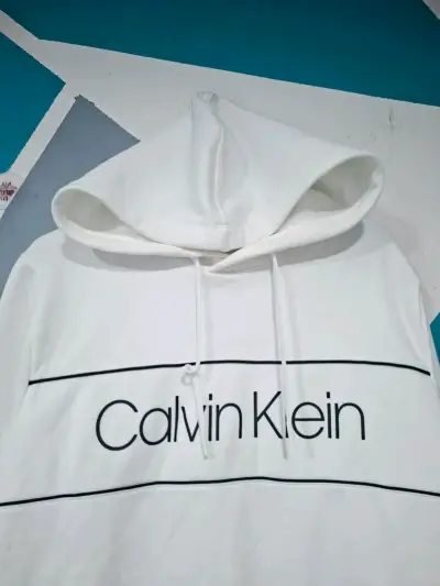 Polerón blanco con capucha Calvin Klein - miniatura 2