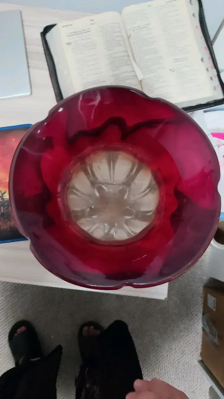 Florero de vidrio rojo y ámbar - 2