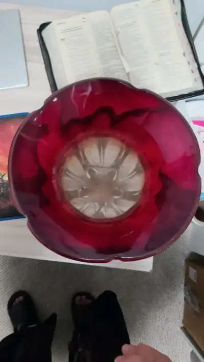 Florero de vidrio rojo y ámbar - miniatura 2