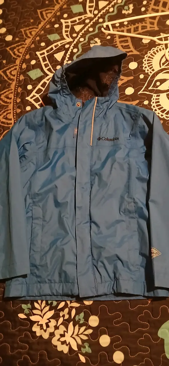 Chaqueta impermeable azul Columbia con capucha - 1