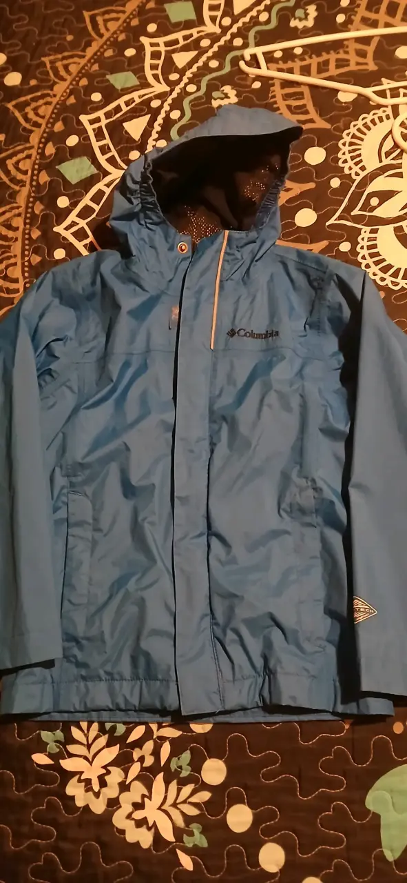 Chaqueta impermeable azul Columbia con capucha - 2