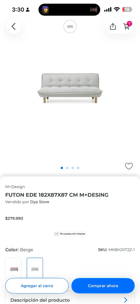 Futón M+Design Ede Gris 182x87 cm NEGOCIABLE - 2
