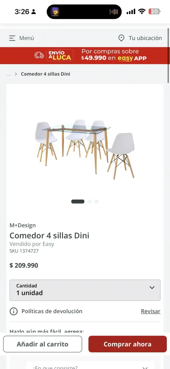 Juego de Comedor Dini 4 Sillas Blanco NEGOCIABLE - 2