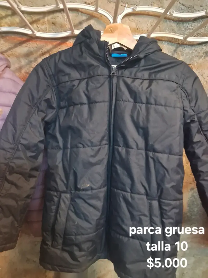 Parka gruesa negra para niño talla 10 - 1