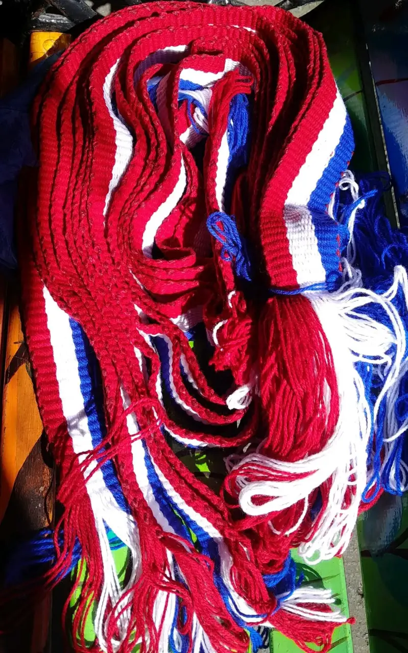faja de lana tejido a telar tricolor - 1