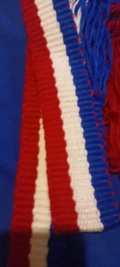 faja de lana tejido a telar tricolor - miniatura 2