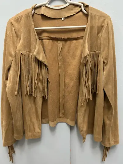 Chaqueta de gamuza con flecos para mujer - miniatura 2