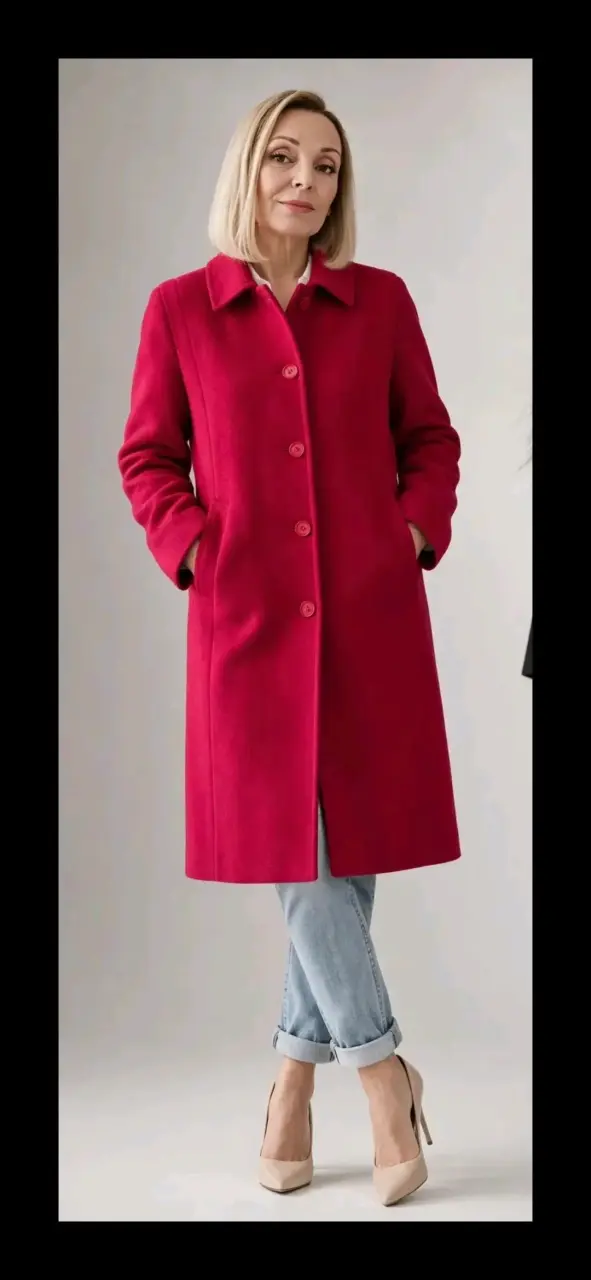 Abrigo rojo para mujer talla L - 2