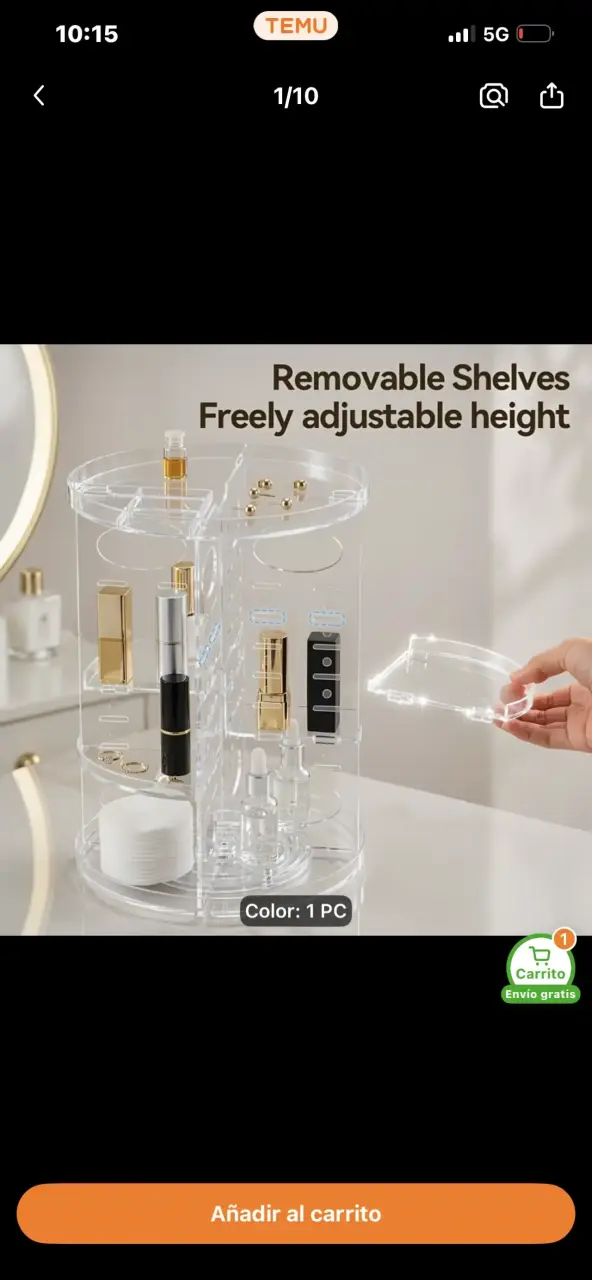 Organizador giratorio de maquillaje ajustable - 1