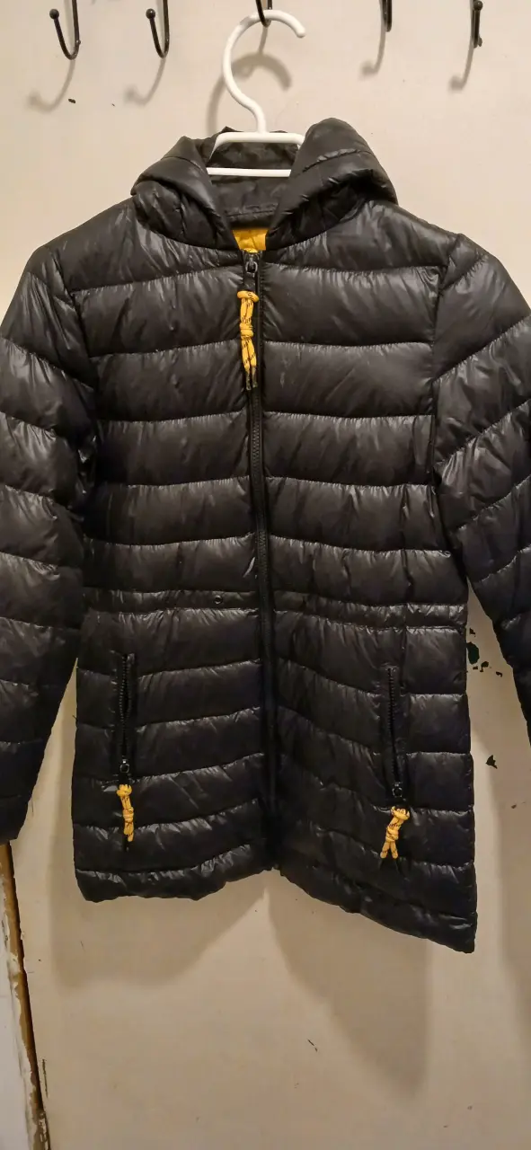 Chaqueta acolchada negra con capucha - 1