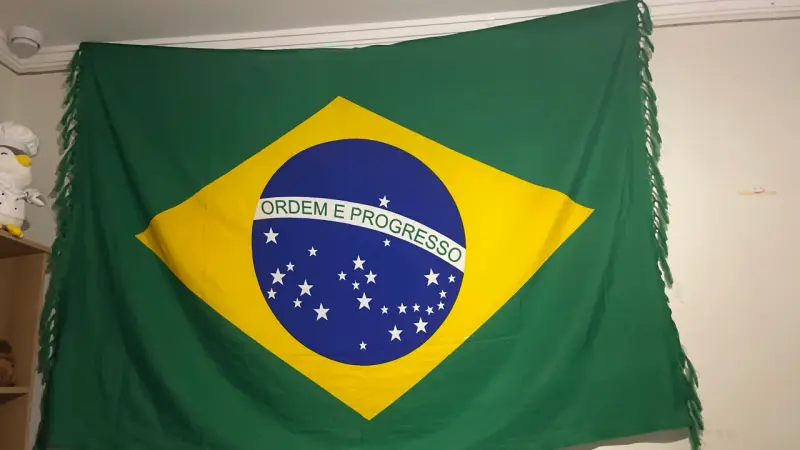 Bandera de Brasil con flecos decorativos - 3