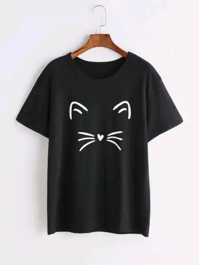 Polera Unisex con Diseño de Gato en Negro y Amarillo - 1
