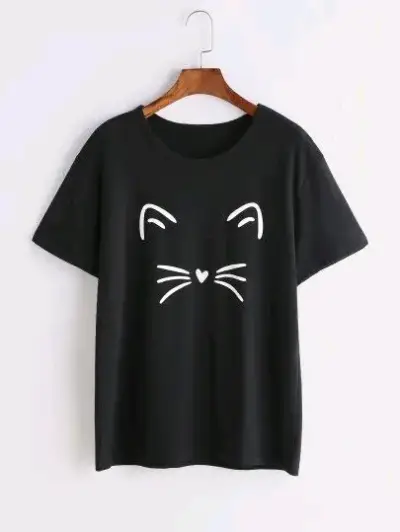 Polera Unisex con Diseño de Gato en Negro y Amarillo - miniatura 1