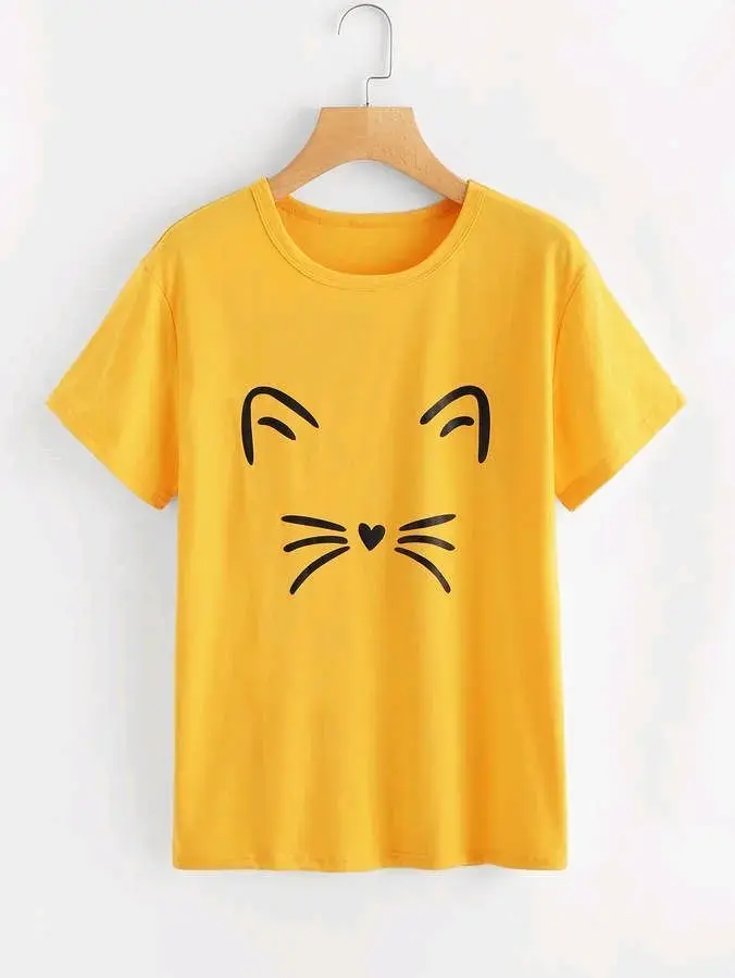 Polera Unisex con Diseño de Gato en Negro y Amarillo - 2