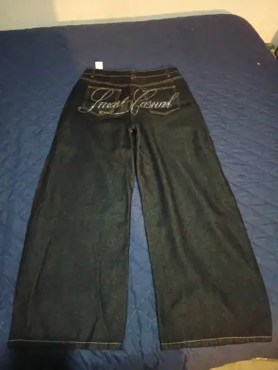 Jeans anchos con diseño casual en cristales - miniatura 2