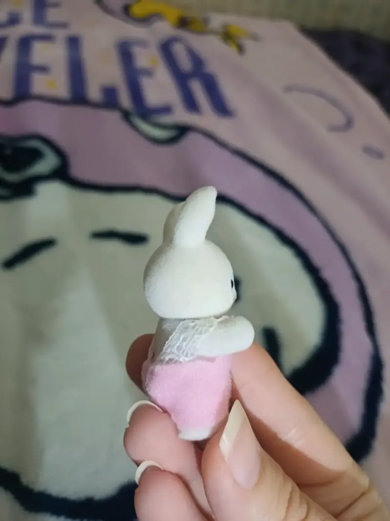 Figura de conejo en miniatura con vestido rosa - 3