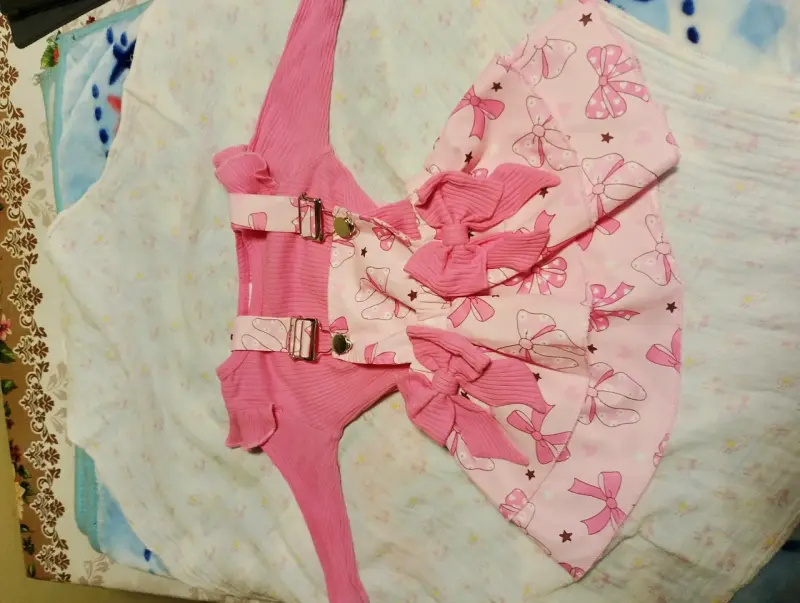 Vestido rosa para niña con lazos (1-3 meses)