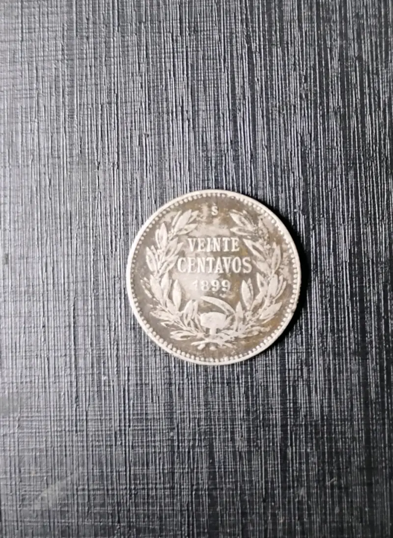 Moneda antigua de plata Chile 1899 20 centavos - 2