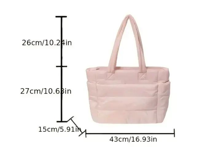 Bolso tote acolchado rosa claro - 1