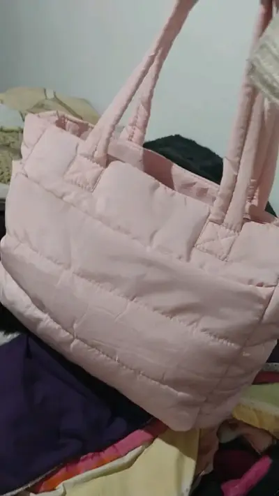 Bolso tote acolchado rosa claro - miniatura 3