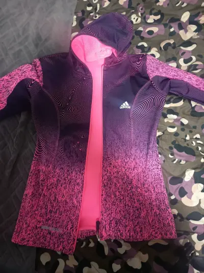 Chaqueta deportiva Adidas con capucha rosa y morado - miniatura 1